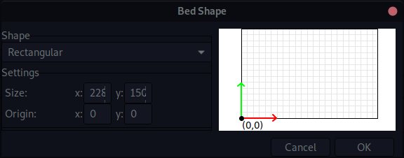 screenshot of the bed shape graphical user interface